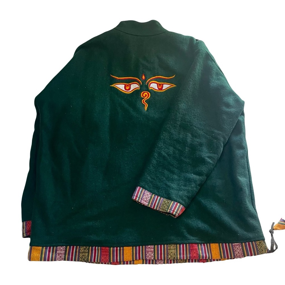 Men’s Half Zip Embroidered Tribal Wool Sweater